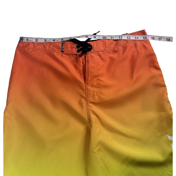 Hurley Boy's Gradient Orange/Yellow Swim Board Shorts Size 18/28 Back Pocket NEW - Picture 6 of 9